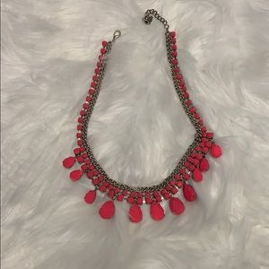 ZARA fluorescent pink necklace on metal chain